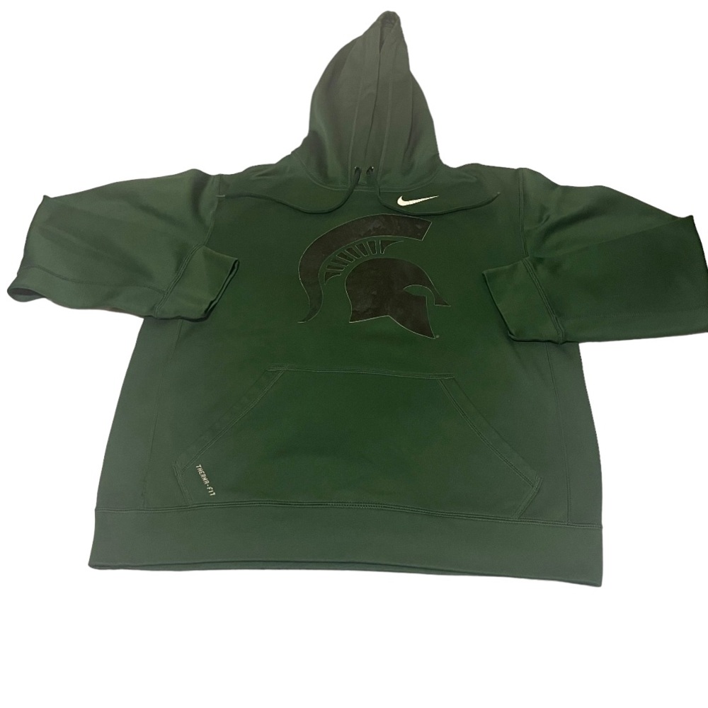 Nike Michigan State Therma‎ Fit Hoodie Mens Small Green MSU NCAA Spartans Sports
